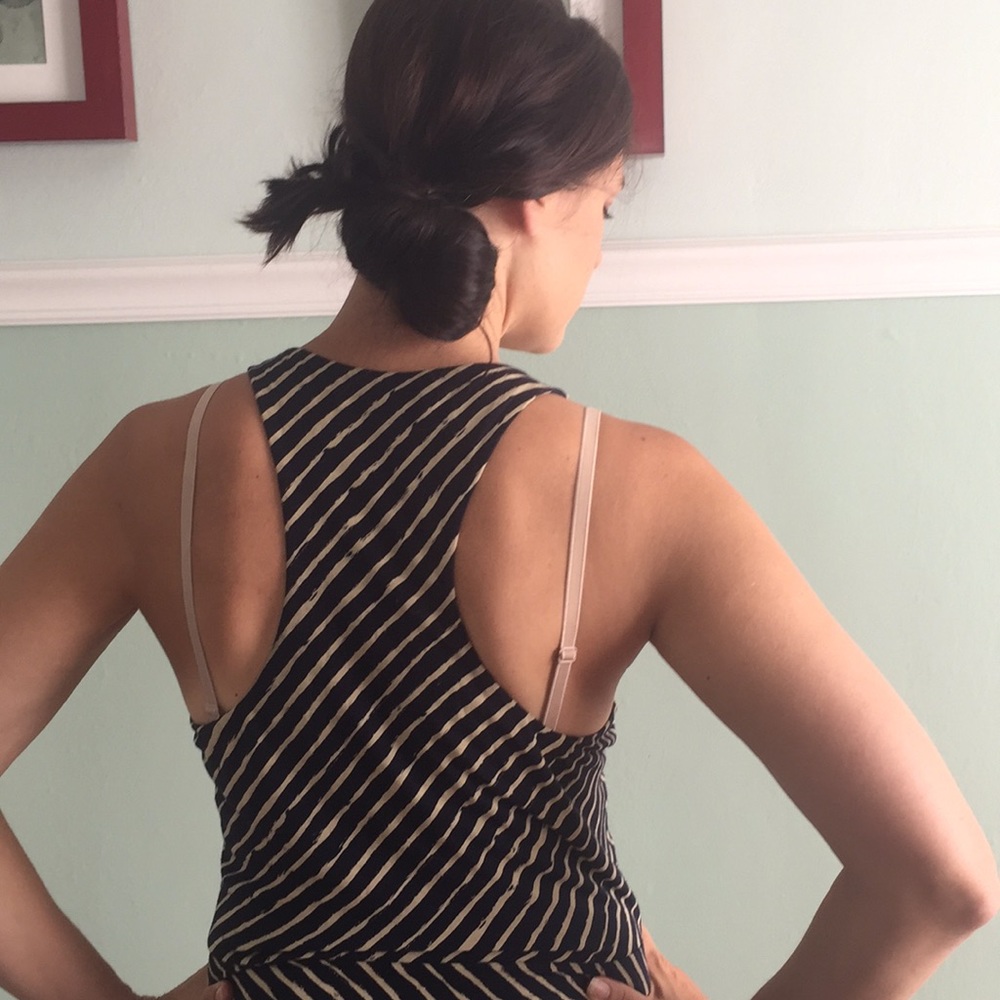 Banana Republic navy and white mid dress